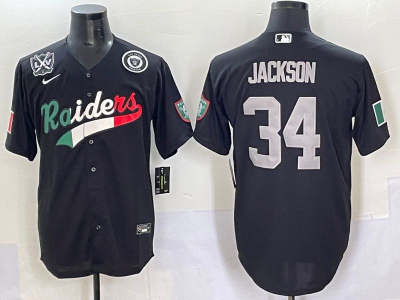 Men 2025 Oakland Raiders 34 Jackson Black Joint Name Nike Limited NFL Jersey style 68